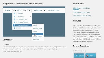 CSS3 Pull Down Menu: works perfectly well with Firefox, Opera, Chrome, IE and Safari.