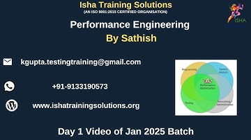 Performance Engineering Day1 Video on 7th Jan 2025.Contact/WhatsApp us on +91- 9133190573 to enroll.