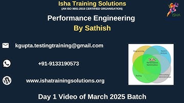 Performance Engineering Day1 Video on 6thMarch2025.Contact/WhatsApp us on +91- 9133190573 to enroll.