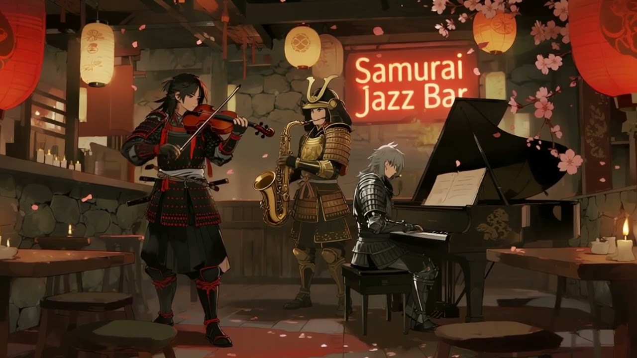 Samurai Ambience Jazz Noir | Warrior’s Path Between Sword Shadows and Saxophone Glow at Night