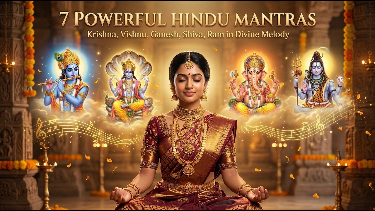 7 In 1 Powerful Hindu Mantras to Invoke Peace & Calm | Ganesha Shiv Krishna Ram Gayatri |