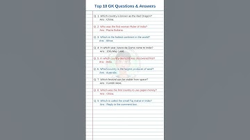 Top 10 Hard GK Questions in English | knowledge about world #shorts