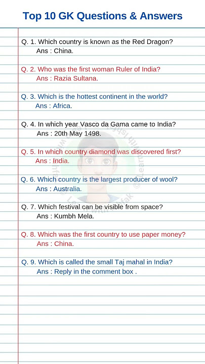 Top 10 Hard GK Questions in English | knowledge about world #shorts