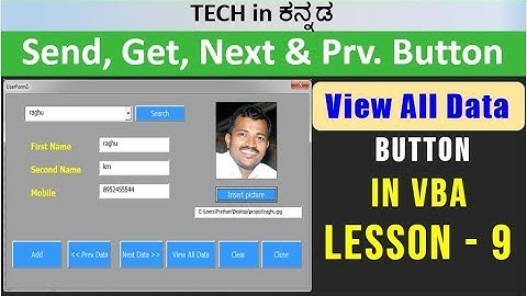 Excel VBA Tutorial in kannada: Add, Next, Prev & Search Buttons Simplified!|| Lesson 9