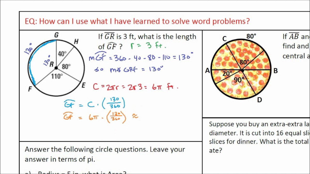 Circles 09a Word Problems - YouTube