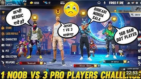 3 Random Grandmaster Player Call Me noob😠 i challenge them 1 v 3 custom room - Garena