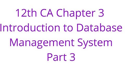 12th CA Chapter 3 Introduction to Database Management System Part 3