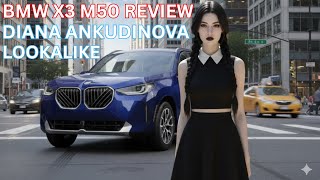 BMW X3 M50 Review-Luxury Meets Gothic Cool-Diana Ankudinova Lookalike & Wednesday Cosplay + Tutorial