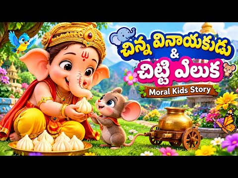 🐘🐭 చిన్న వినాయకుడు & చిట్టి ఎలుక 🌸 | Telugu Moral Kids Story | Ganesha Story for Kids | Telugu Kids