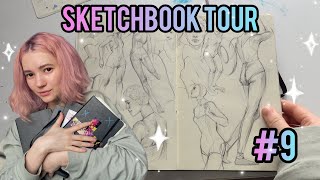 |09| SKETCHBOOK TOUR| Charcoal | Oil pastels| Pencils| Watercolor| Brushpen
