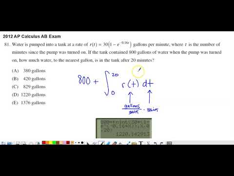 2012 Ap Calculus Ab Multiple Choice 81 Integrating A Rate Of Change 
