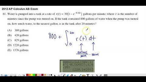 2012 AP Calculus AB Multiple Choice #81 - Integrating a Rate of Change