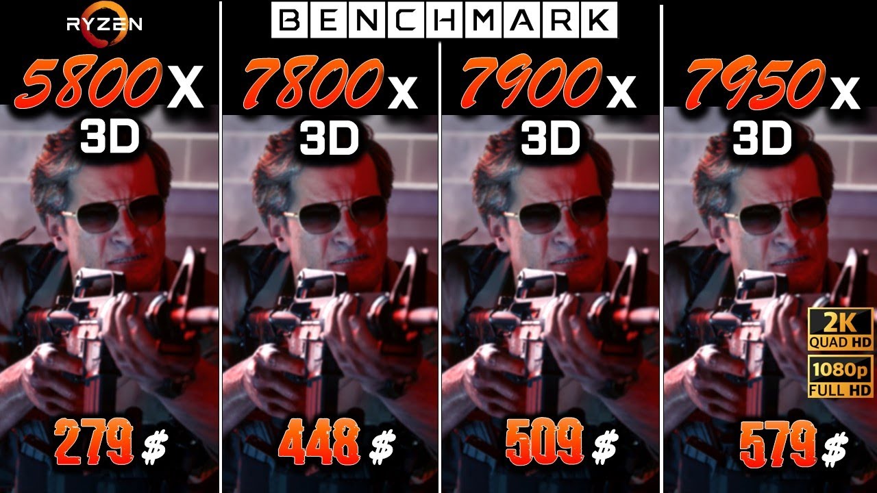 Ryzen 7 5800X3D vs 7 7800x3D vs 9 7900x3D vs 9 7950x3D / Test