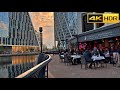 London Sunset Walk- May 2021| Canary Wharf, East London Business District [4K HDR]