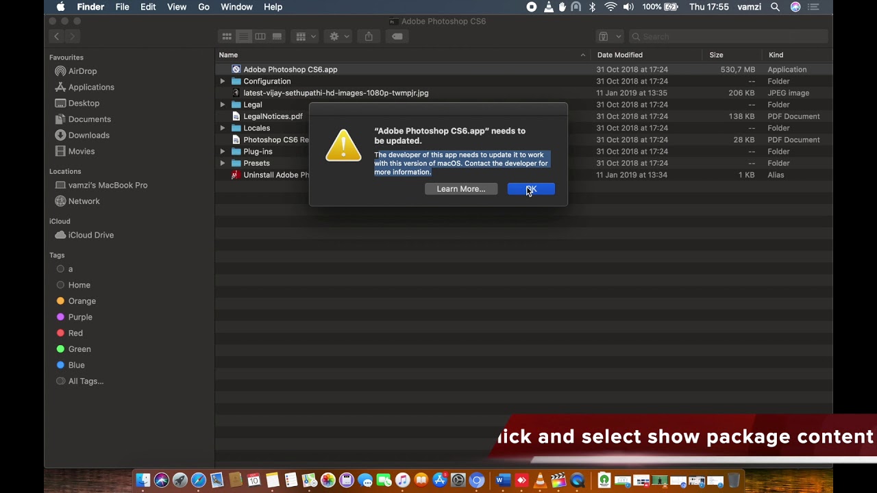 Fix Mac Os Catalina Adobe Photoshop Cs6 Needs To Be Updated Error Youtube