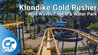 Klondike Gold Rusher front seat on-ride 4K POV @60fps Wild Waves Theme & Water Park