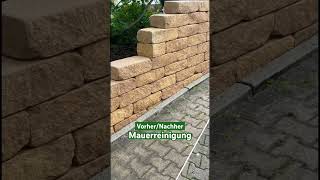 Vorher-Nachher-Effekt Steinmauer Vor Und Nach Der Reinigung