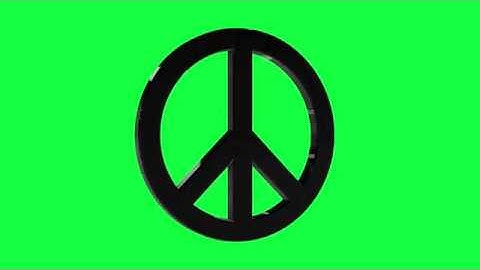 Peace Sign Black Green Screen Logo Loop Chroma Animation