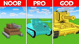 Minecraft Battle: TANK HOUSE BUILD CHALLENGE - NOOB vs PRO vs HACKER vs GOD in Minecraft!