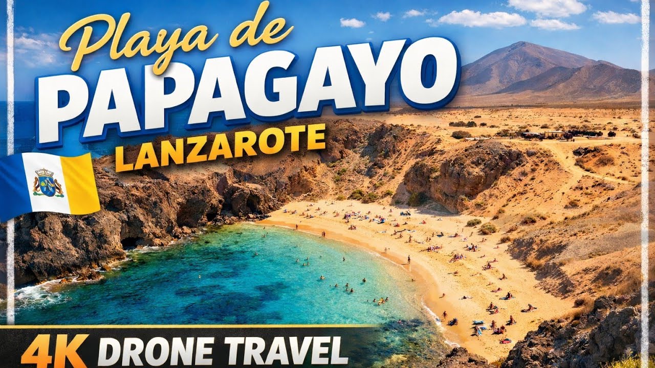 Playa de Papagayo Lanzarote Stunning 4K Drone Fly Dji Mini 5 Pro Travel Canary Islands
