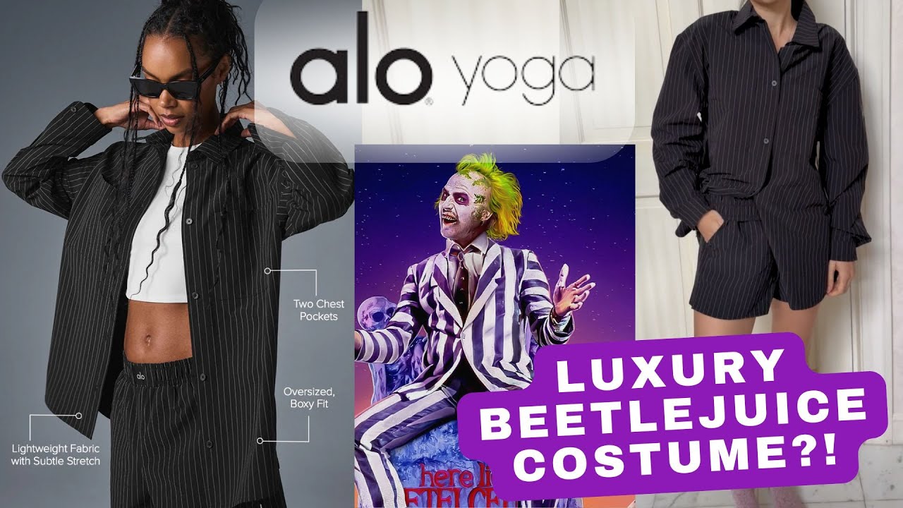 alo yoga | Pinstripe Daylight Boxer Short and Shirt | The Fashion Try On