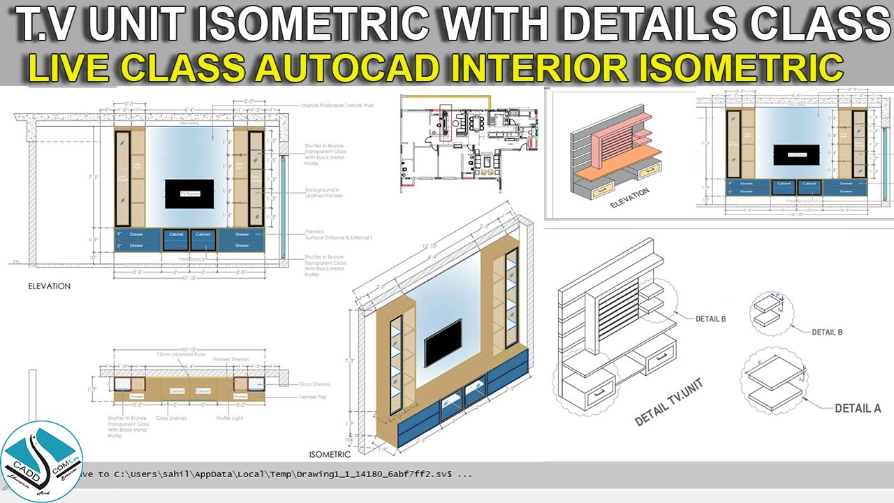 Live Class Autocad T.V Unit Isometric And Details. Design #viral # ...