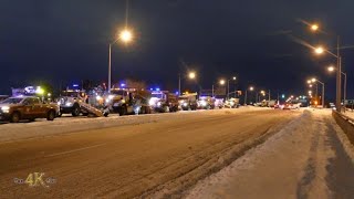 Highway 401: Giant convoy of 20+ heavy snowplows stopping by Weston overpass 1182022