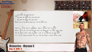 Video thumbnail of "🎸 Memories - Maroon 5 Guitar Backing Track with chords and lyrics"