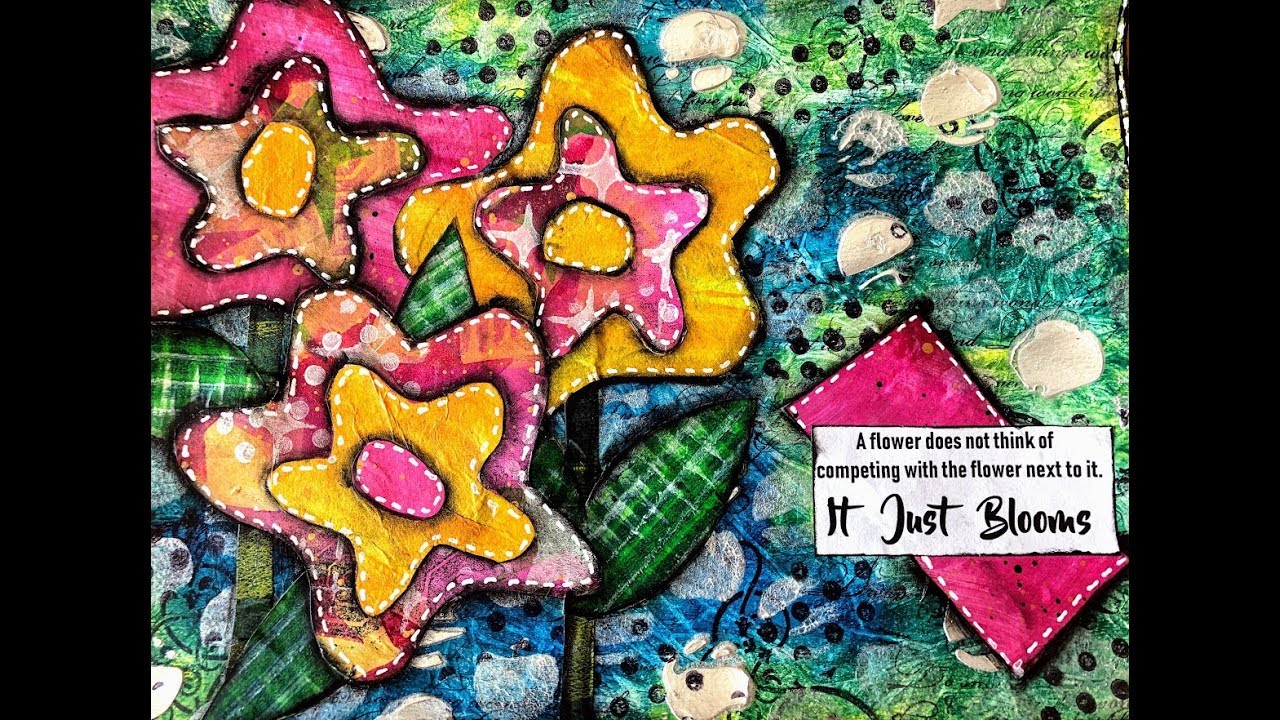 Mixed Media Art Journal Tutorial SARAN WRAP TECHNIQUE/ COLLAGE PAPERS