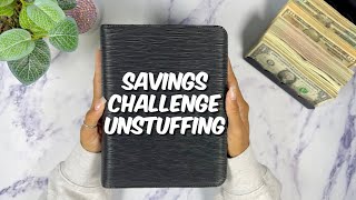 SAVINGS CHALLENGE UNSTUFFING | LONG TERM BINDER CASH STUFFING | CASH ENVELOPES | MONEY COUNT | ASMR