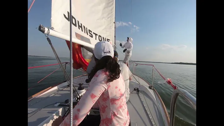 J24 Black Widow crane launch and racing, on board conversation in 4 knots of wind.