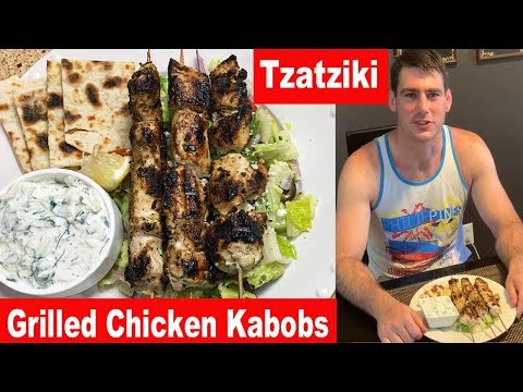 Grilled Chicken Kabobs with Tzatziki Sauce | 2 Ingredient Flatbread | What's for dinner?