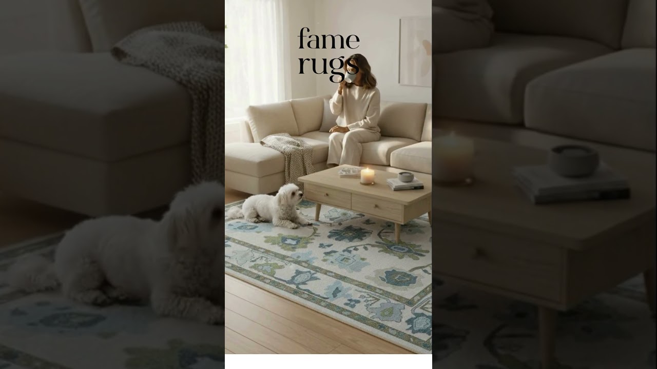 Living Room Refresh with Alienore Green Blue Modern Oushak Rug | Fame Rugs  