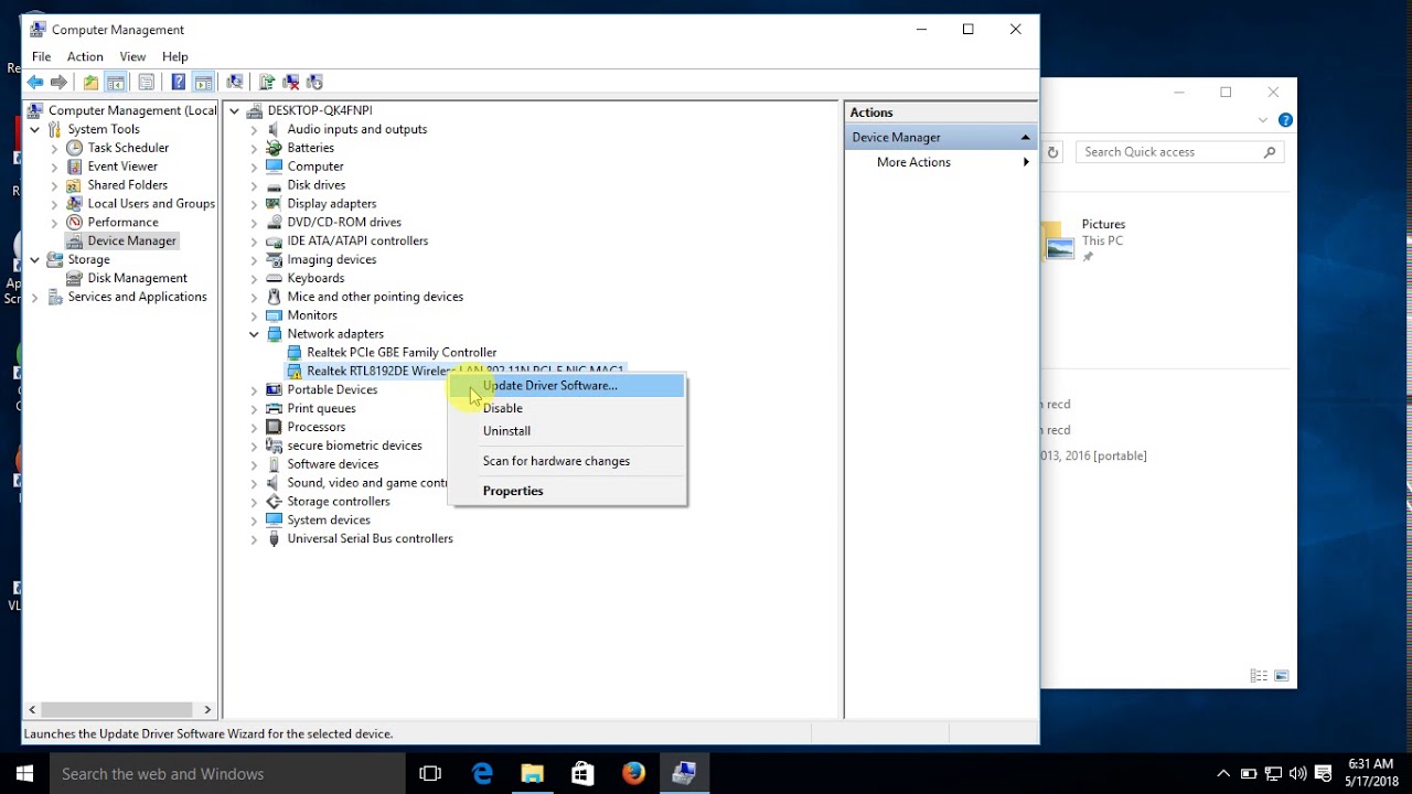 realtek 11n usb wireless lan utility windows 10 not detecting nic