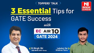 GATE 2024 Topper | EC | AIR 10 | Lakshmi Sai Krishna Yarru | Toppers Preparation Strategy
