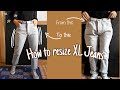 how to downsize jeans : best ways to resize waist and legs ( thrift flip XL men's jeans )