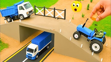 Diy tractor making concrete overbridge for truck safety science project @sanocreator