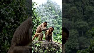 Two monkeys playing on mountain!!!