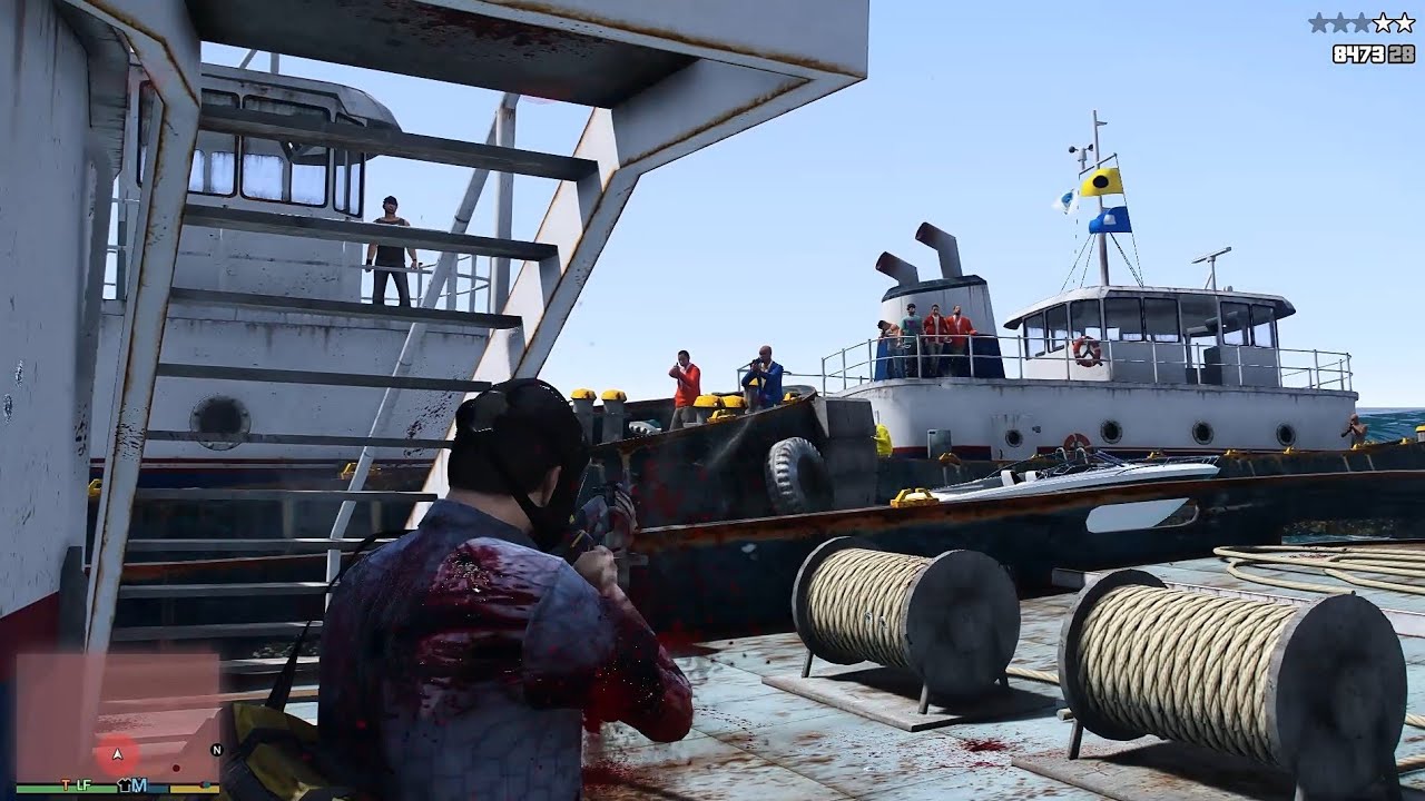 GTA 5 - La Barco Pirates Shootout + Five Star Escape - YouTube