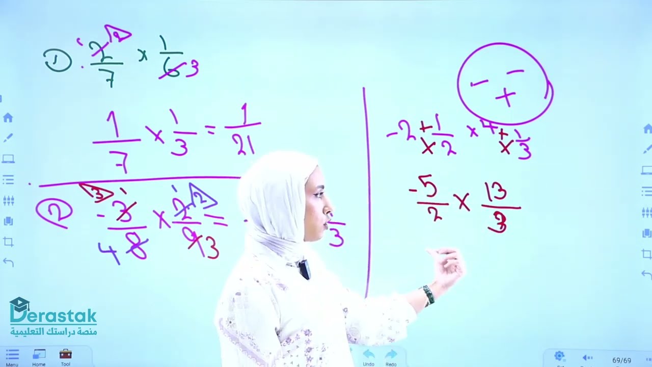 ضرب الأعداد النسبية وقسمتها || الرياضيات || الصف السابع || أ. رهف البداوي