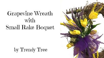 2017 Grapevine Wreath with Small Rake Bouquet