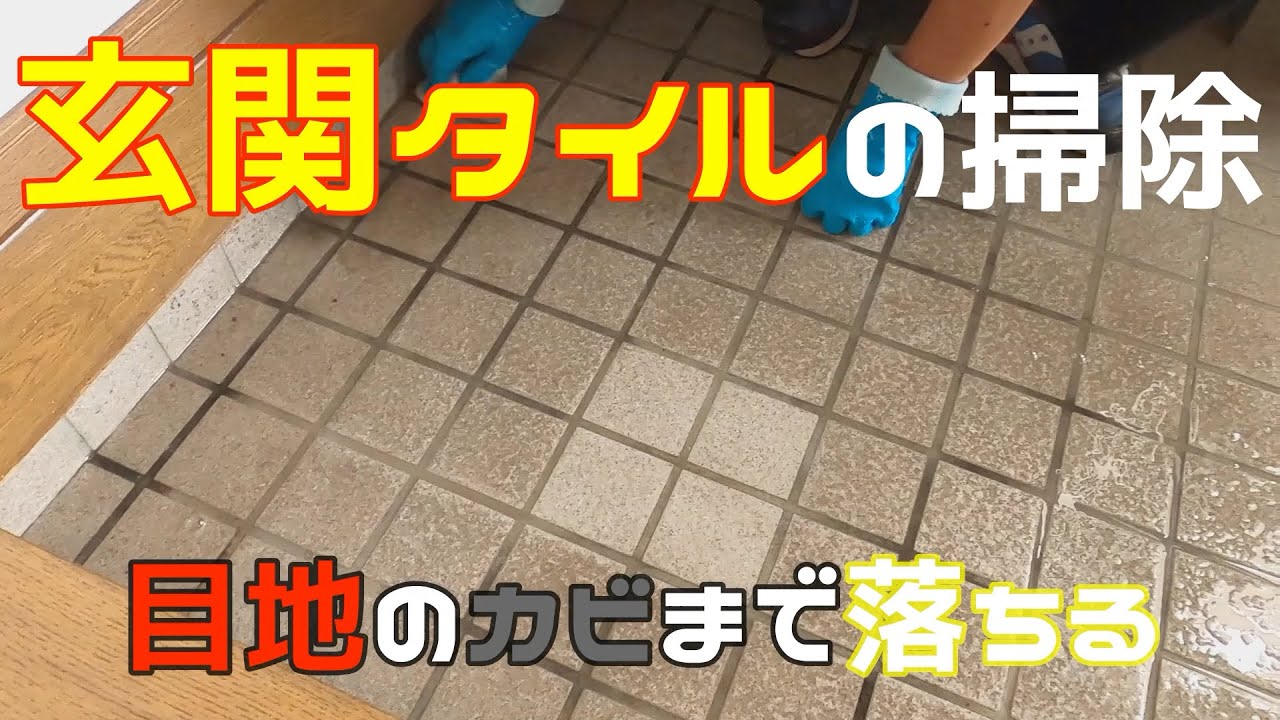 物件 ６ お家丸ごとお掃除 玄関タイル メラミンスポンジ 洗剤いらずでタイル目地のカビまでスッキリ Youtube