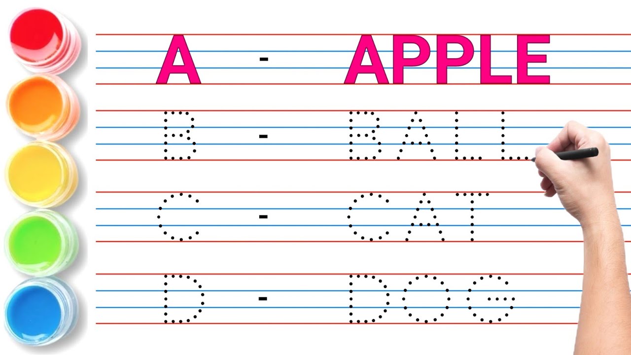 Collection for writing along dotted lines for toddler | A for apple | ABC song | ABCD | Kids rhymes