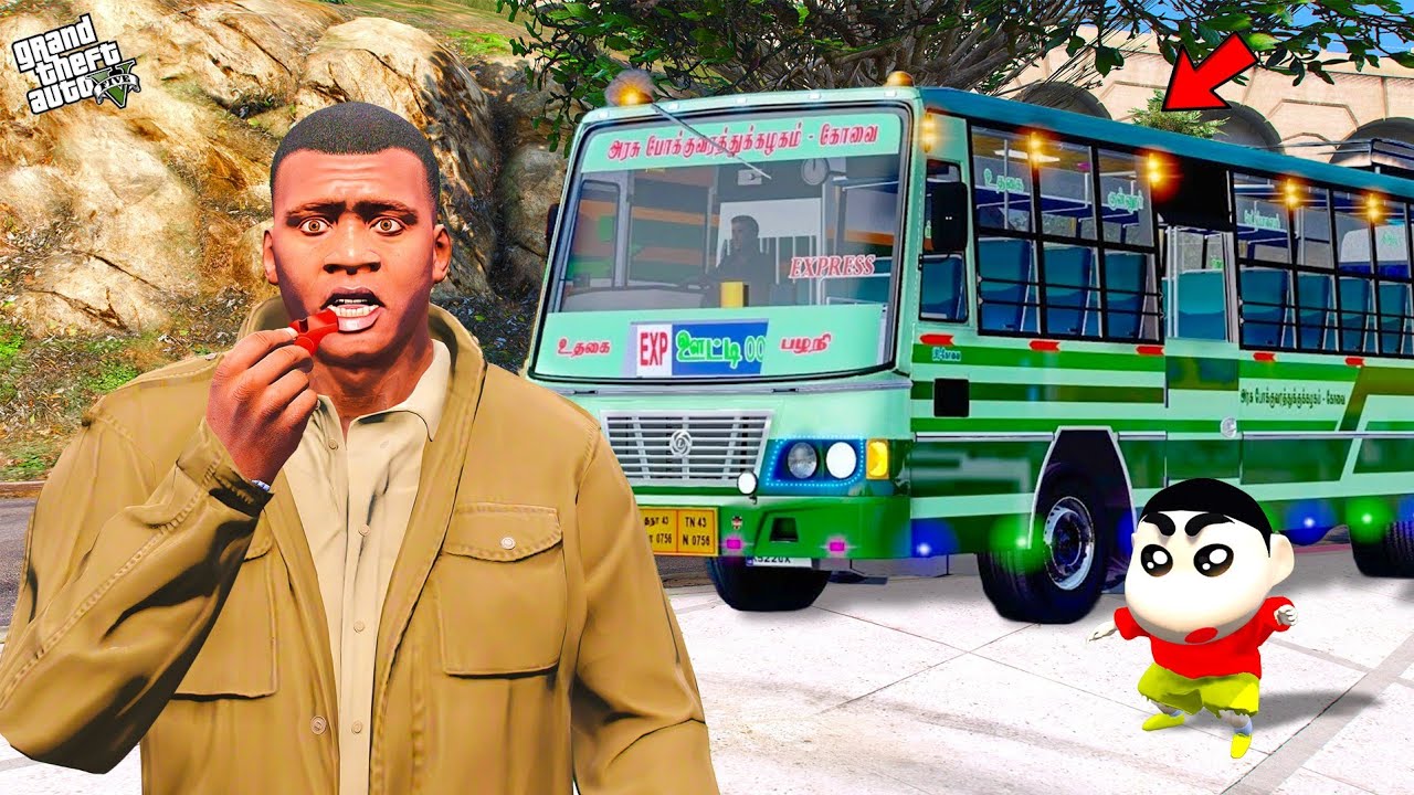 Shinchan & Franklin Become a Tamil Nadu Government Bus Driver in Gta 5