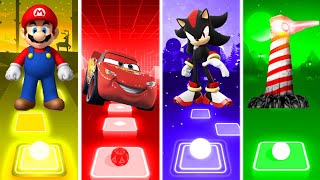 Super Mario Vs Lightning McQueen Vs Shadow Vs Lighthouse Monster - Tiles Hop EDM Rush!