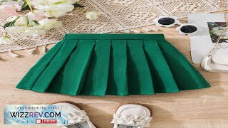 SHEIN Young Girl Pleated Mini Skirt Fashion Dark Green Suitable For Spring Review