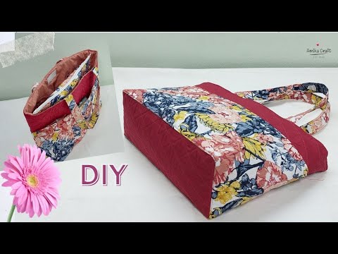 DIY Multi Pockets Tote Bag/ Zipper Bag/  วิธีการทำกระเป๋าหูหิ้วแบบหลายช่อง