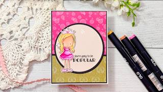 C. C. Designs Pink Green Stamp Set Card | OLO Coloring & Pattern Paper Design