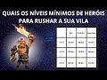 Quais os nveis mnimos de heris pra rushar a sua vila