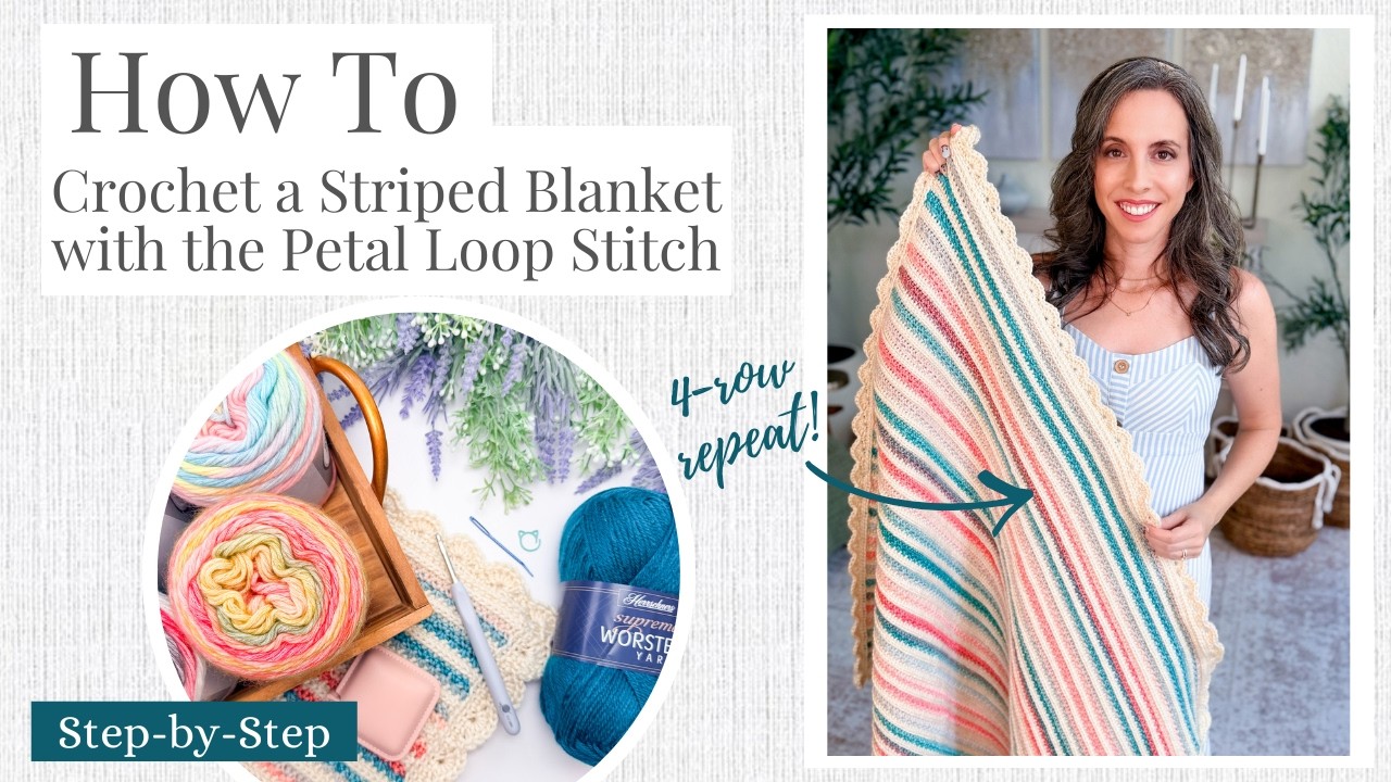 Striped Petal Loop Blanket Pattern - 15 Sizes (Lovey to King)